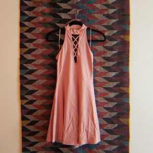 NWOT Express Blush Pink Collared Flare Dress